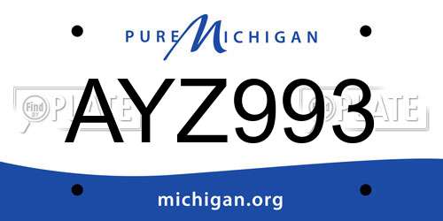 AYZ993 Michigan License Plate