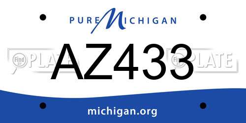 AZ433 Michigan License Plate