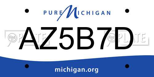 AZ5B7D Michigan License Plate