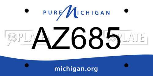 AZ685 Michigan License Plate