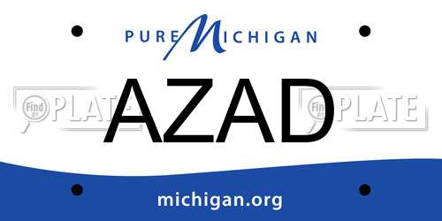 AZAD Michigan License Plate