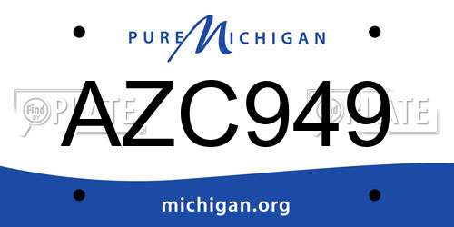AZC949 Michigan License Plate