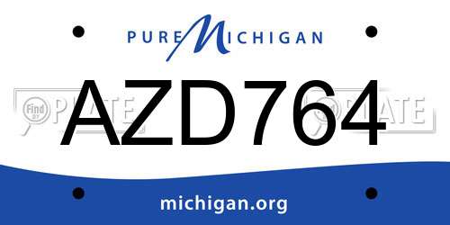 AZD764 Michigan License Plate