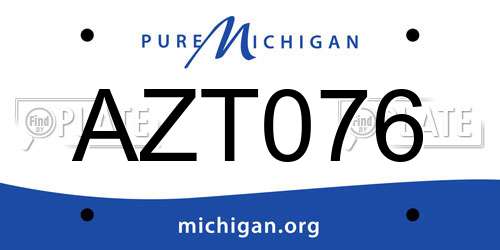 AZT076 Michigan License Plate