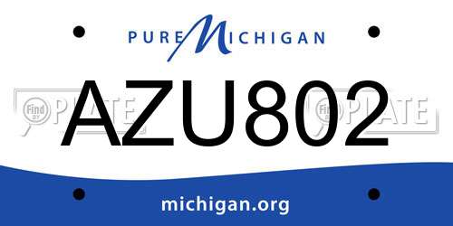 AZU802 Michigan License Plate