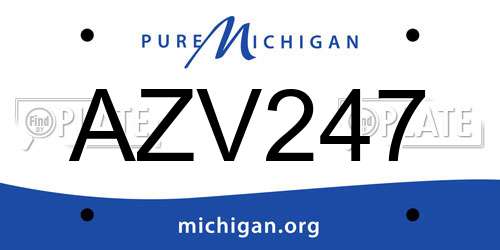 AZV247 Michigan License Plate