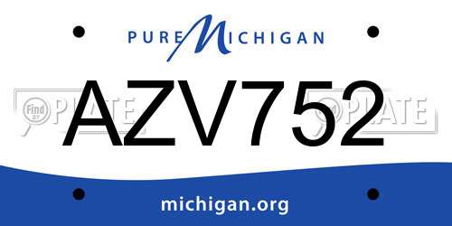 AZV752 Michigan License Plate
