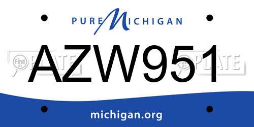 AZW951 Michigan License Plate