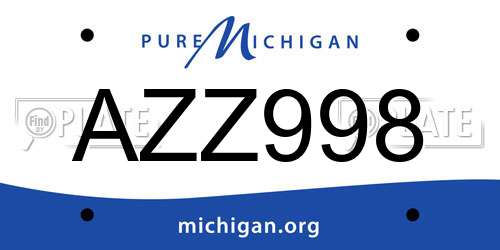 AZZ998 Michigan License Plate
