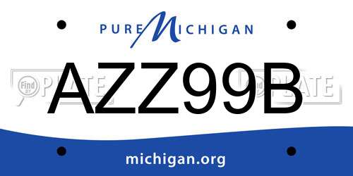 AZZ99B Michigan License Plate