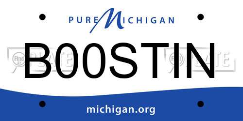 B00STIN Michigan License Plate