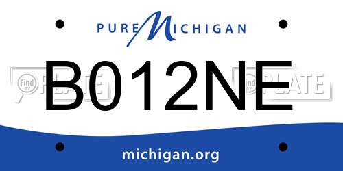 B012NE Michigan License Plate