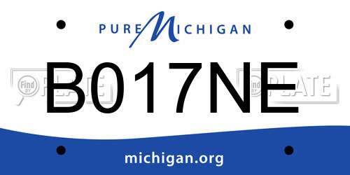 B017NE Michigan License Plate