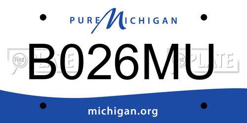 B026MU Michigan License Plate