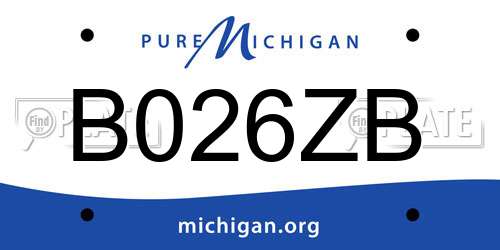 B026ZB Michigan License Plate