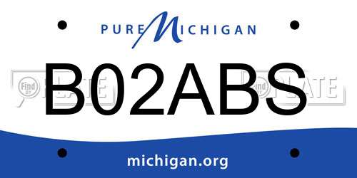 B02ABS Michigan License Plate