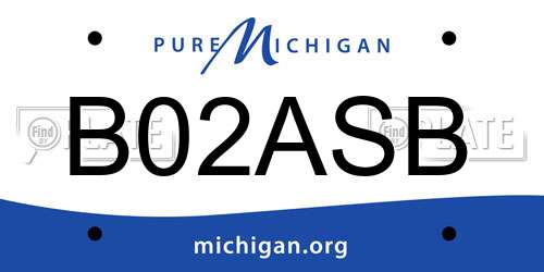 B02ASB Michigan License Plate