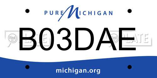 B03DAE Michigan License Plate