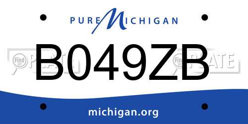 B049ZB Michigan License Plate