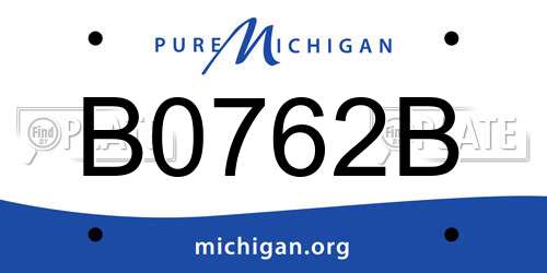 B0762B Michigan License Plate