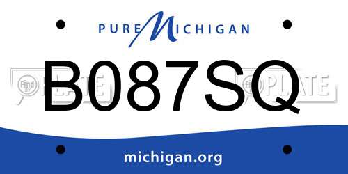 B087SQ Michigan License Plate