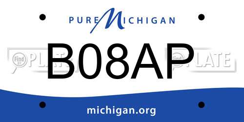 B08AP Michigan License Plate
