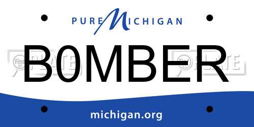 B0MBER Michigan License Plate