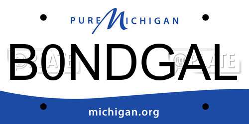 B0NDGAL Michigan License Plate