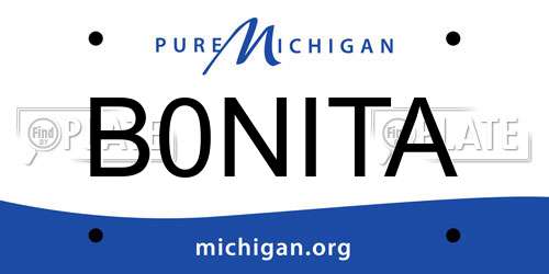 B0NITA Michigan License Plate