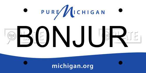 B0NJUR Michigan License Plate