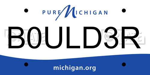 B0ULD3R Michigan License Plate