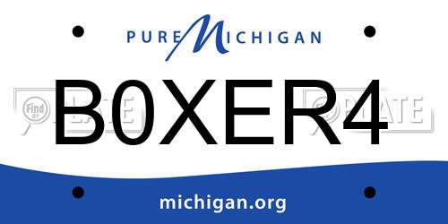 B0XER4 Michigan License Plate