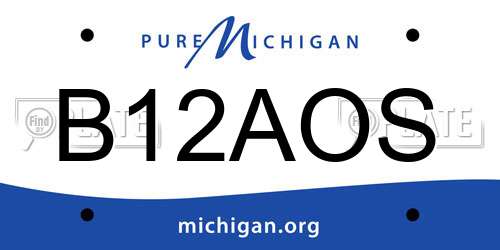 B12AOS Michigan License Plate