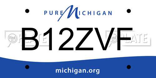 B12ZVF Michigan License Plate