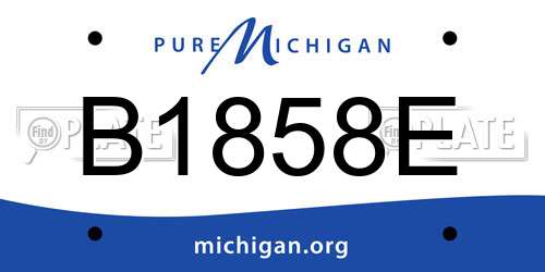 B1858E Michigan License Plate