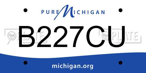 B227CU Michigan License Plate