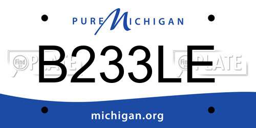 B233LE Michigan License Plate