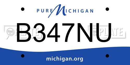 B347NU Michigan License Plate