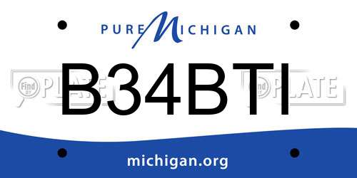 B34BTI Michigan License Plate
