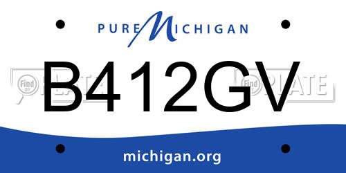 B412GV Michigan License Plate