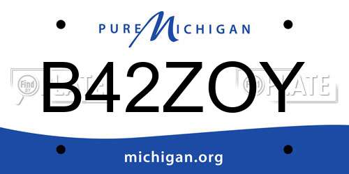 B42ZOY Michigan License Plate