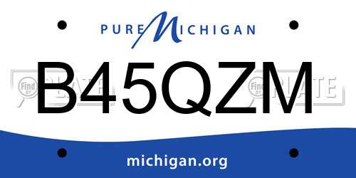 B45QZM Michigan License Plate