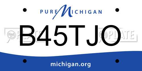 B45TJO Michigan License Plate