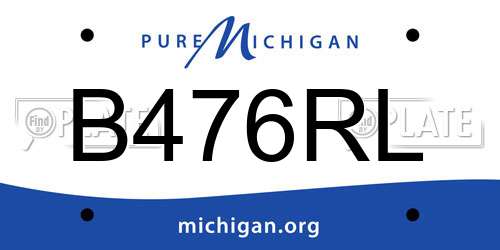 B476RL Michigan License Plate