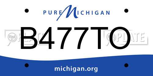 B477TO Michigan License Plate