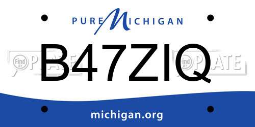 B47ZIQ Michigan License Plate