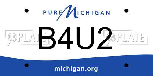 B4U2 Michigan License Plate