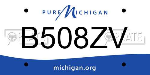 B508ZV Michigan License Plate