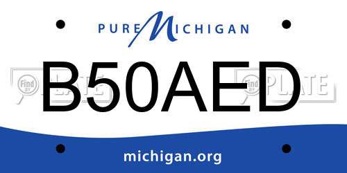 B50AED Michigan License Plate