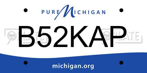 B52KAP Michigan License Plate